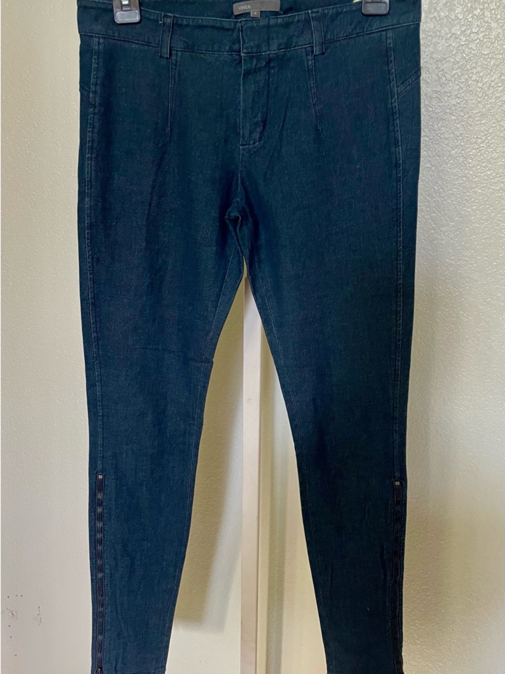 Vince Dark Blue Skinny Cotton Stretch Jeans Ankle Zip Size 2 Women’s
